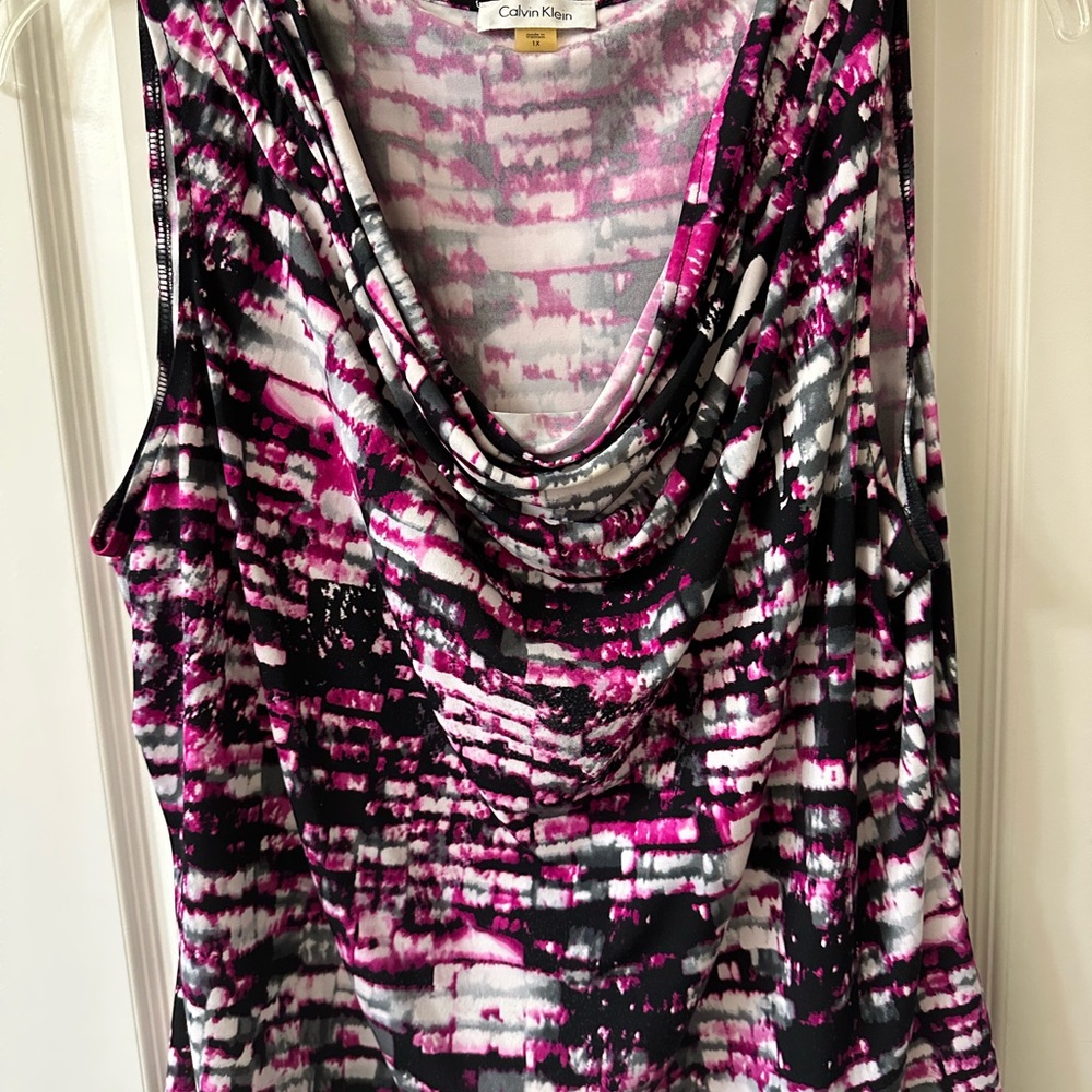 Calvin Klein Abstract Pink and Black Blouse